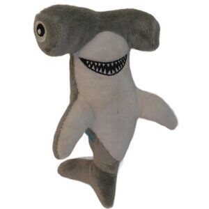 Clean Earth Dog Squeaky Toy Gray White Plush Hammerhead Shark 10 Inch Spunky Pup